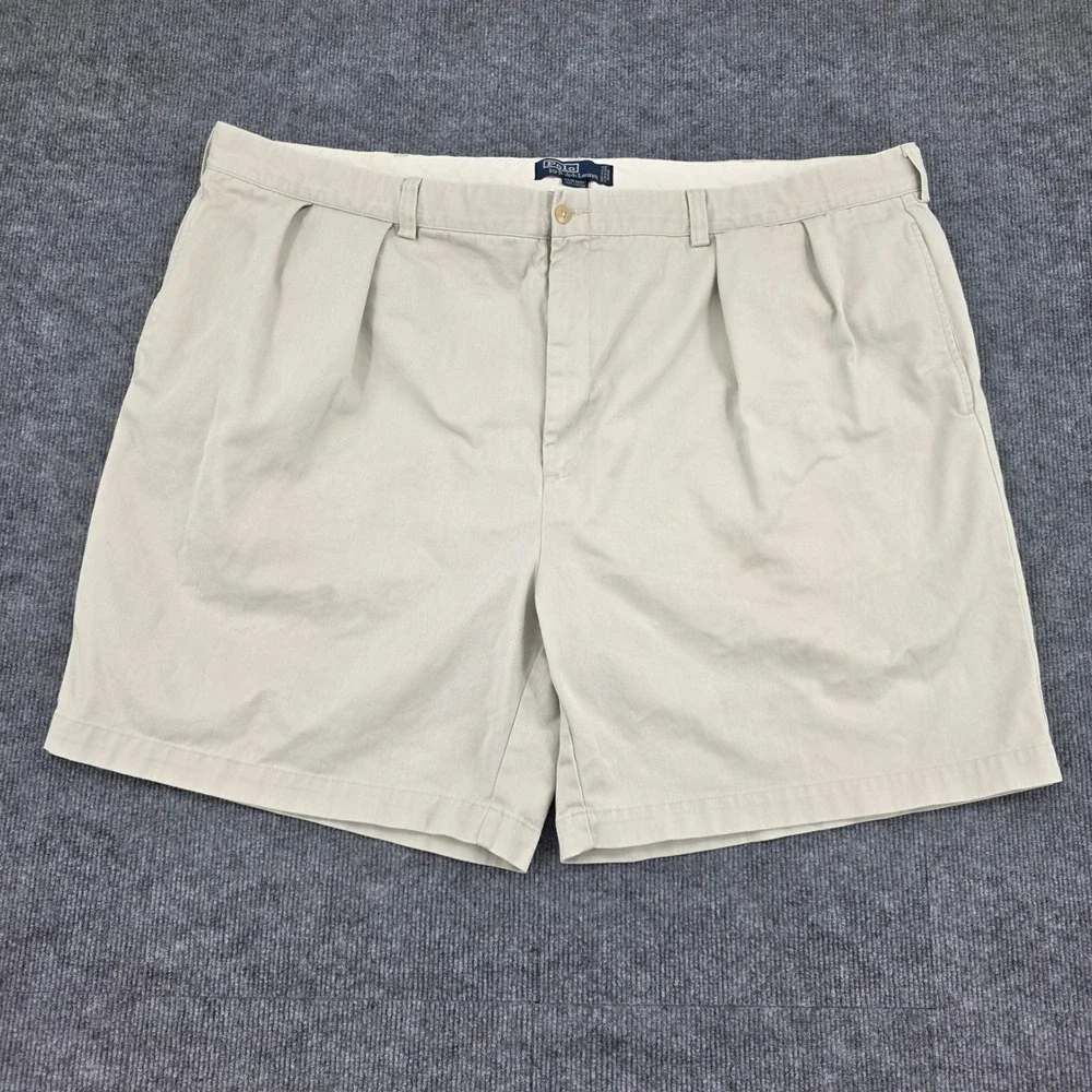 Polo Ralph Lauren Tyler Shorts Mens 49 Khaki Tan Pleated Chino Cotton Twill